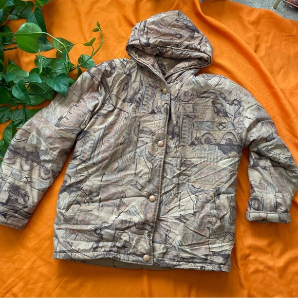 Vintage Eatons Neutral Patterned Puff Jacket - Picture 6 of 10